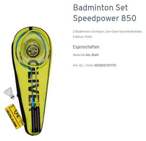 Bedminton set Oliver Speedpower 850