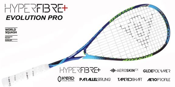 Dunlop Hyperfibre + Evolution Pro squashová raketa